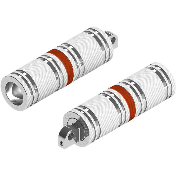 Fat Custom Footpegs - Chrome/Orange