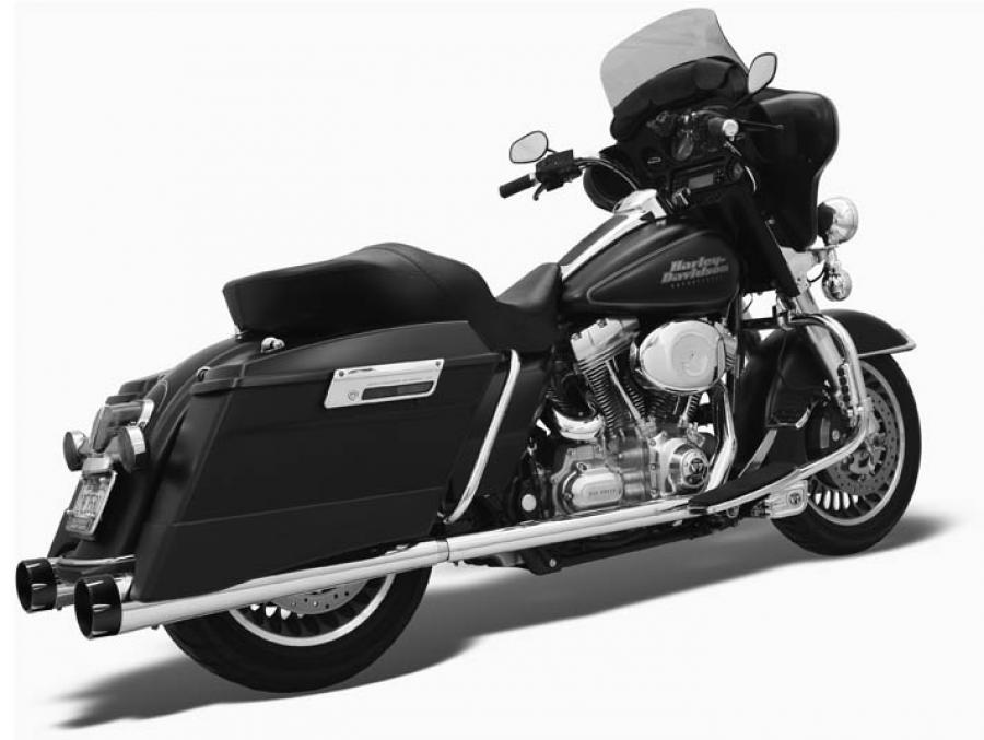 4in. Slip-On Megaphone Mufflers with 2 1/2in. Performance Baffles - Chrome with Black End Caps