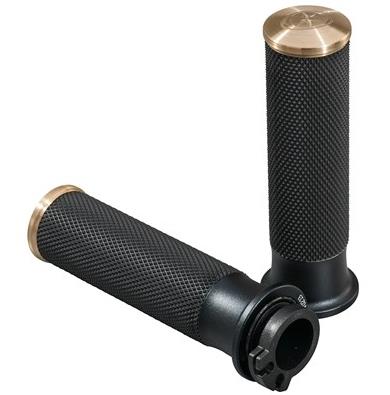 Custom Billet Grips - Black with Brass End Caps