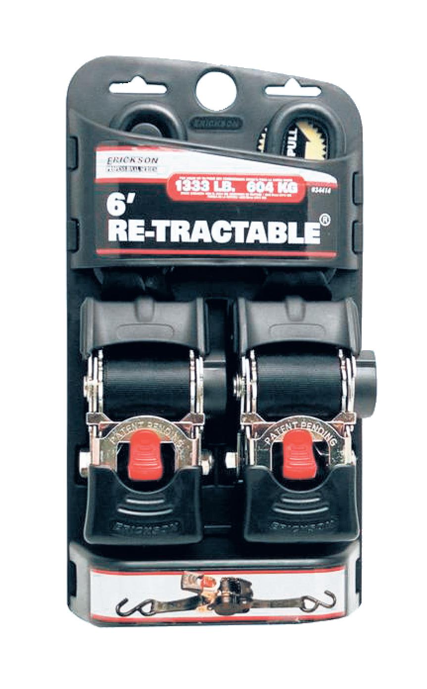 Heavy-Duty Retractable Ratcheting Tie Downs - 1in. x 6ft.