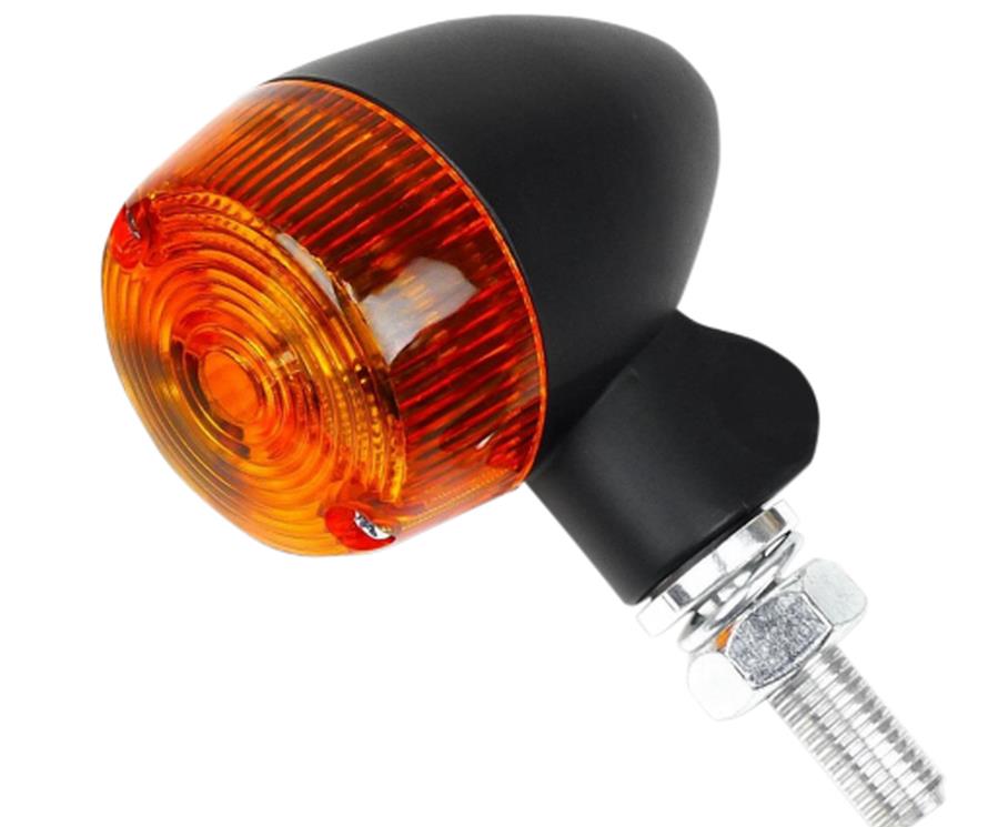Black Satin Aluminum Marker LED Lights - Round #1 with Amber Lens - Three Wire
