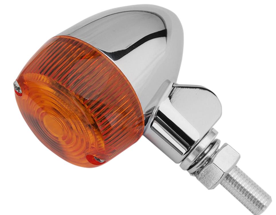 Chrome Aluminum Marker LED Lights - Round #1 with Amber Lens - Three Wire
