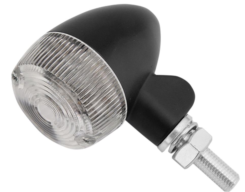 Black Satin Aluminum Marker LED Lights - Round #1 with Clear Lens - Three Wire