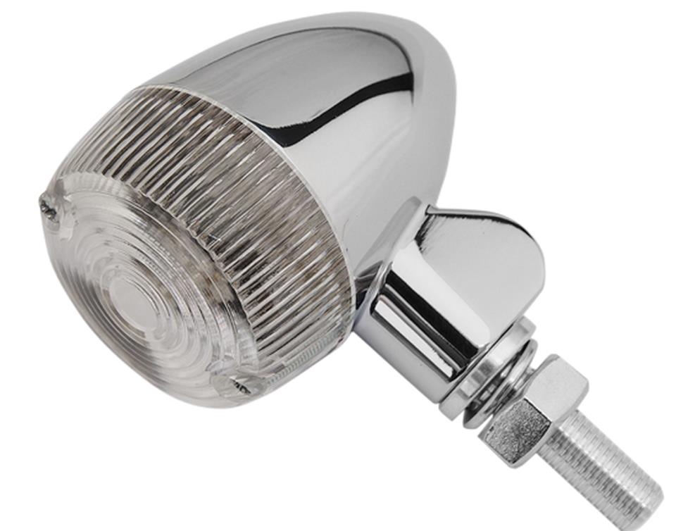 Chrome Aluminum Marker LED Lights - Round #1 with Clear Lens - Three Wire