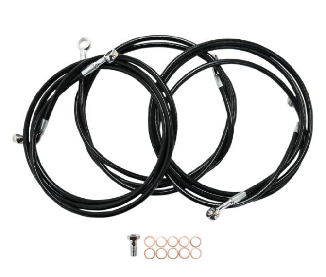 Black Vinyl-Coated Stainless Steel Brake Line Kit - Stock Length