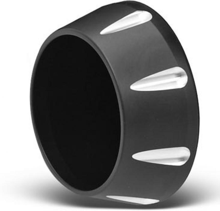 Billet End Cap - Black Powder Coated - with Contrasting Machined Flutes