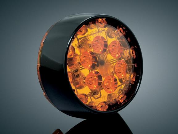 LED Front Turn Signal Inserts - Bullet Style - Gloss Black Bezel/Amber Lens