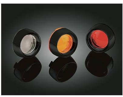 Deep Dish Bezels with Lenses for Bullet Turn Signals - Gloss Black Bezel/Red Lens