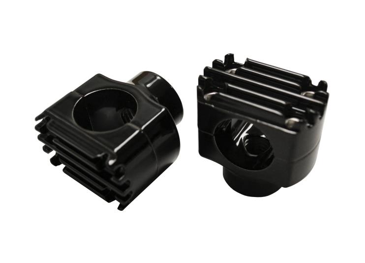Grooved Handlebar Risers - .69in. Rise - Gloss Black