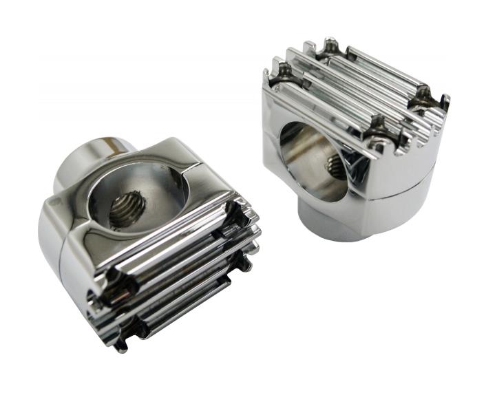 Grooved Handlebar Risers - .69in. Rise - Chrome