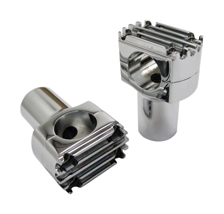 Grooved Handlebar Risers - 1.69in. Rise - Gloss Black