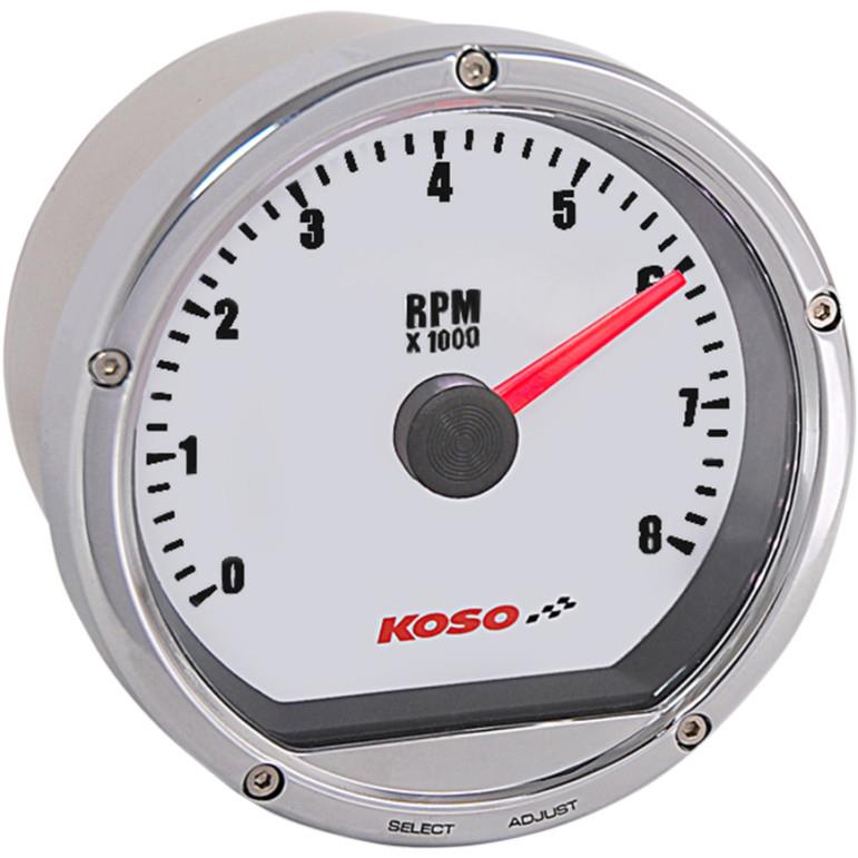 T & T Electronic Tachometer - Chrome Casing/White Face