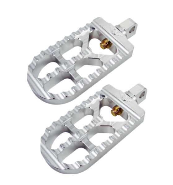Adjustable Serrated Long Footpegs - 4 1/2in. Long x 2 1/2in. Wide x 1in. Thick - Raw Aluminum