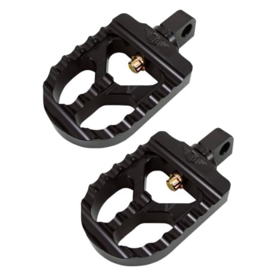 Adjustable Serrated Short Footpegs - 3 5/16in. Long x 2 1/2in. Wide x 1in. Thick - Black Anodized