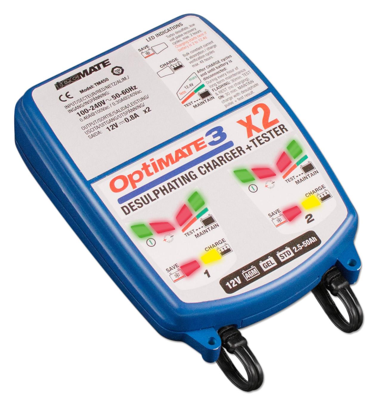 Optimate 3 Complete 12V Battery Charger - 2-Bank