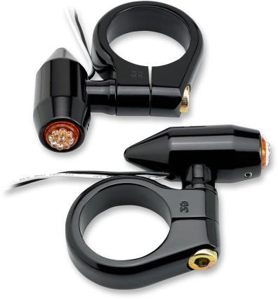 Center Mount Vega LED Turn Signals/Marker Light - Black Anodized - Amber LED