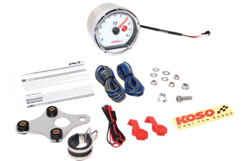 TNT-01R Tachometer - Chrome Casing/White Face