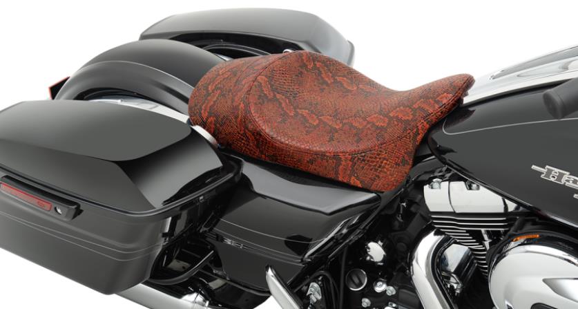 Low-Profile Solo Seat with Forward Positioning - Red Faux Python