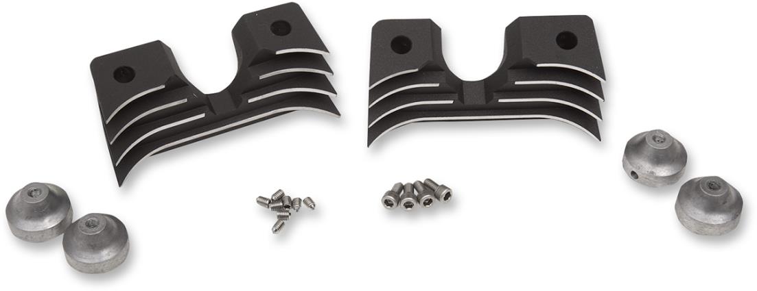 Spark Plug/Head Bolt Cover Kit - Finned - Wrinkle Black