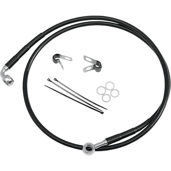 Extended Stainless Steel Front Brake Line Kit - Black Vinyl Coated - 72-1/2in.