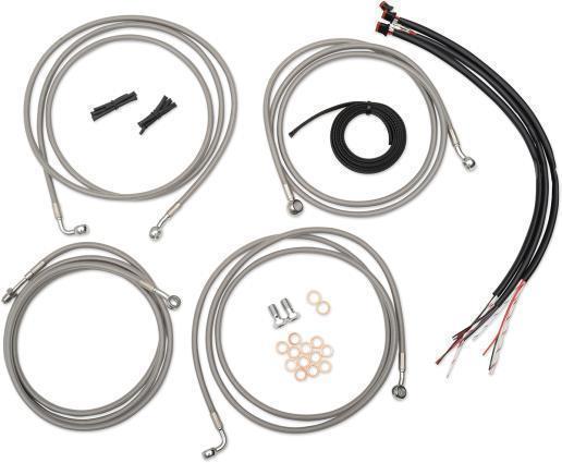 Complete Handlebar Cable and Brake Line Kit - Black Vinyl/Stainless