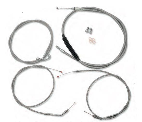 Complete Stainless Braided Cafe Handlebar Cable and Brake Line Kit