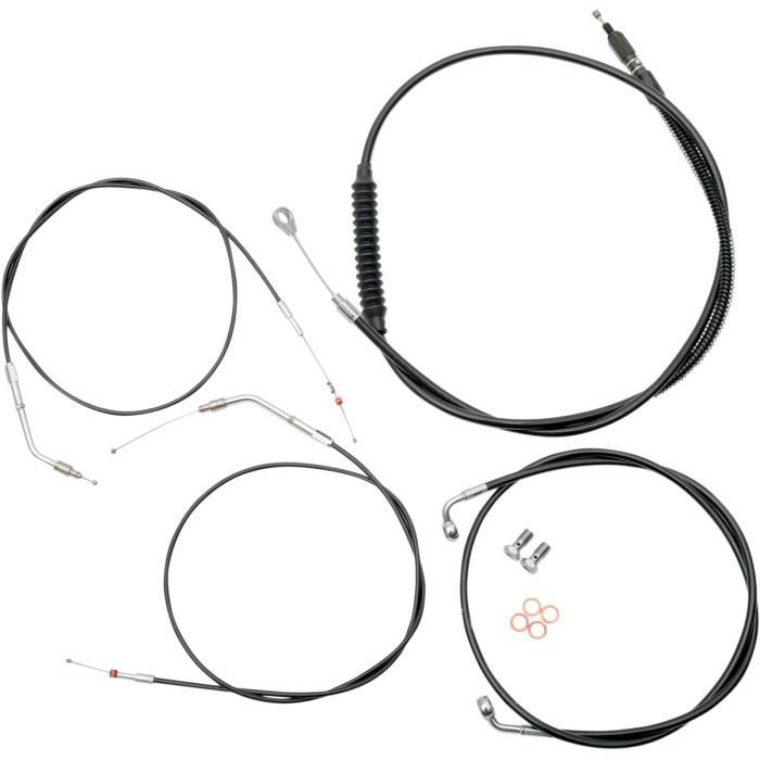 Complete Black Vinyl/Stainless Cafe Handlebar Cable and Brake Line Kit