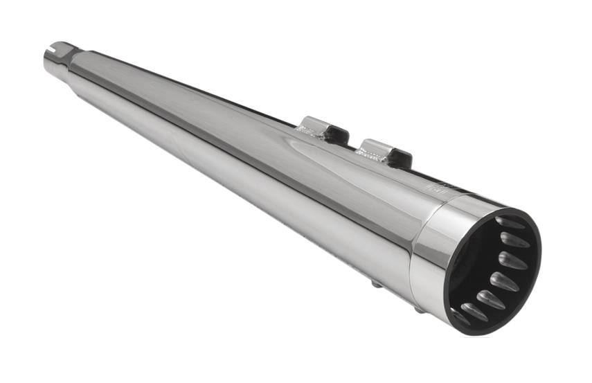 4in. DNT Megaphone Muffler with Acoustically Tuned Baffle - Chrome with Black Polished End Cap