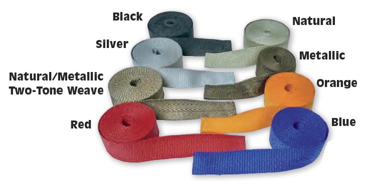 Exhaust Pipe Wrap - 2in. x 25ft. - Natural/Metallic Two-Tone Weave with Silver Tie Wraps