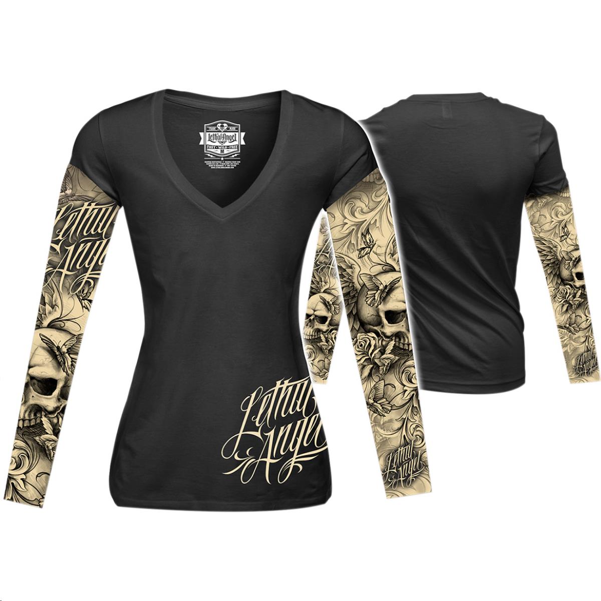 Butterfly Womens Tattoo Long Sleeve Shirt