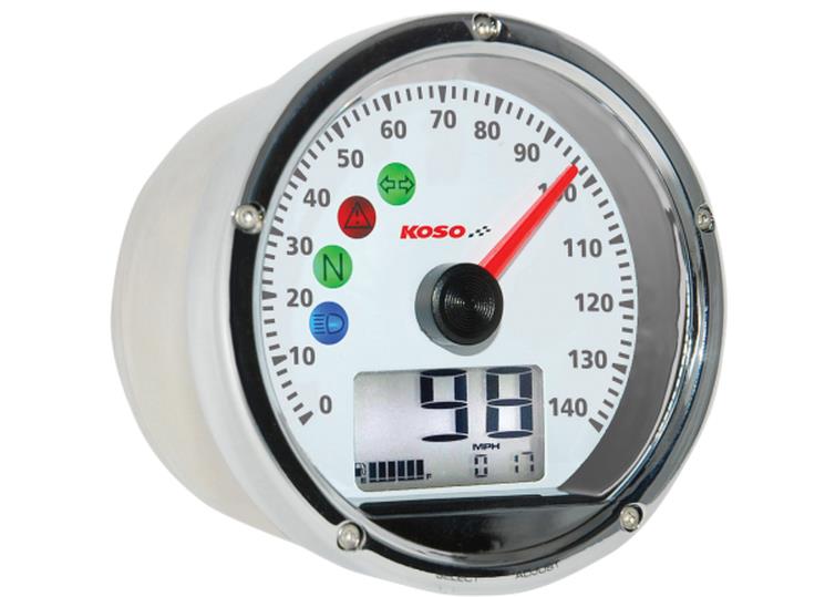 TNT-01S Speedometer - Chrome Casing/White Face