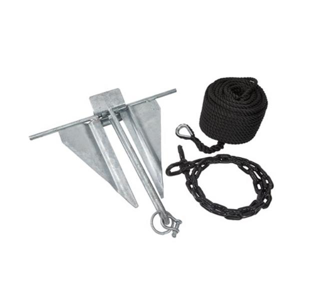 Boat Anchor Kit with Colored Chain - Black