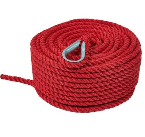 Greenfield 3-Braid Nylon Anchor Lines - Red