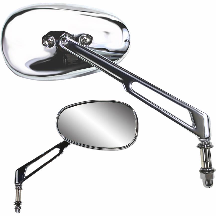 Billet Chrome Mirror - Long Stem - 7in. Billet-Style Stem