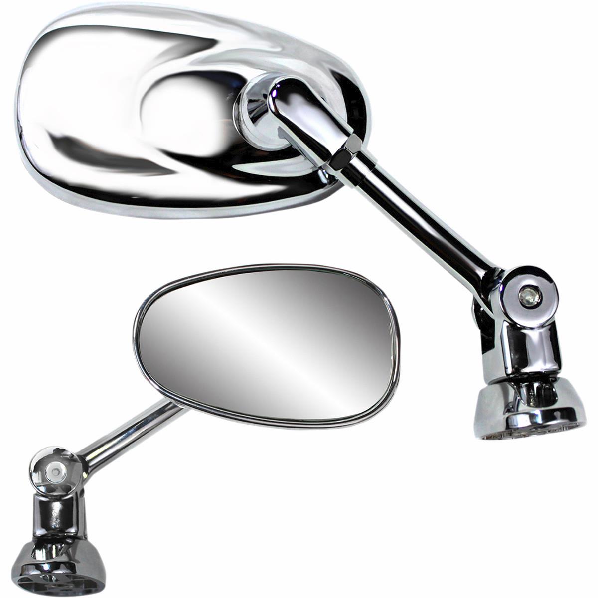 Mini Fairing Mount Mirror - Oval - Chrome - Short Stem