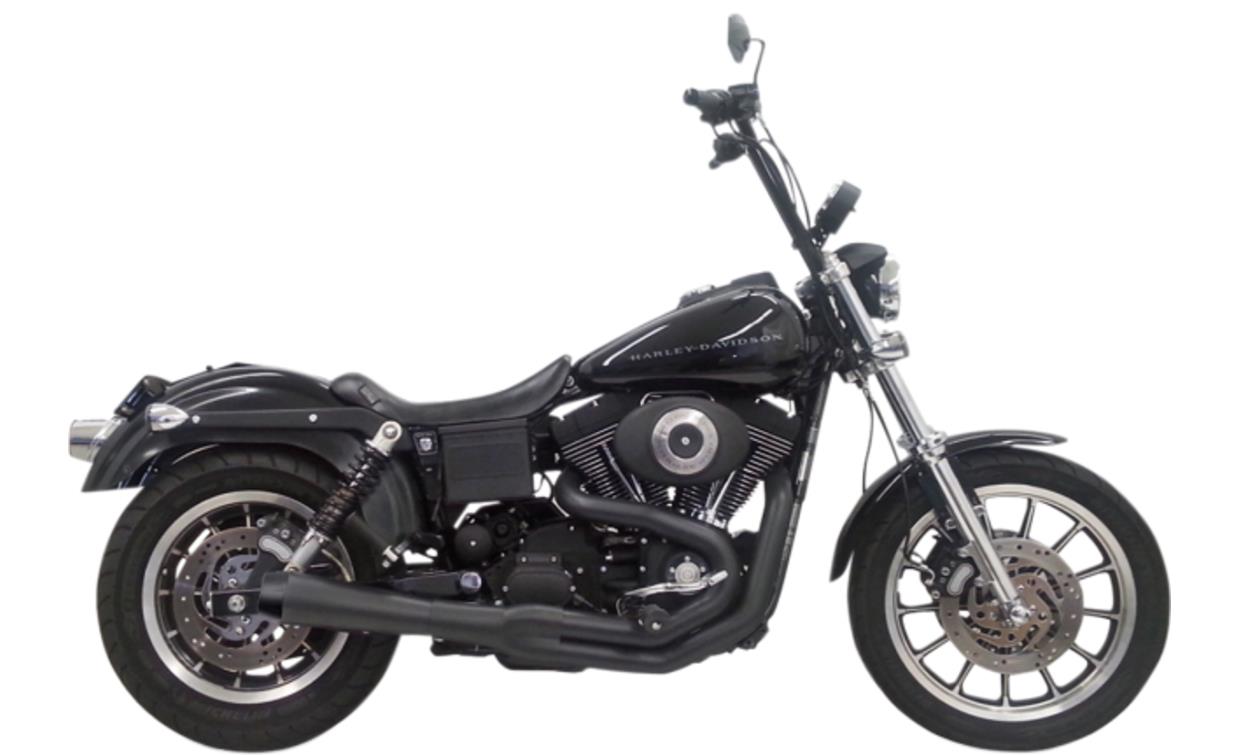 Road Rage 2:1 Short Megaphone Exhaust System - Black with Solid Black Billet End Cap