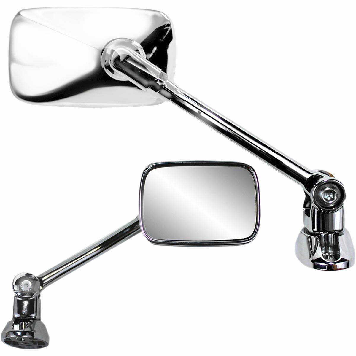 Mini Fairing Mount Mirror - Rectangle - Chrome - Long Stem