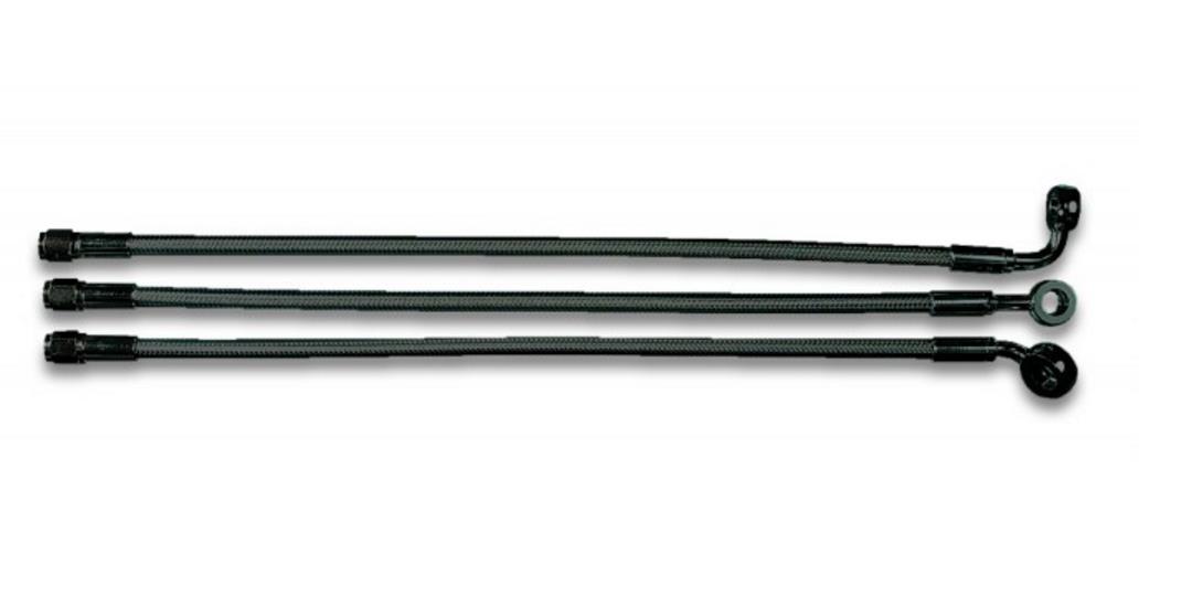 Black Pearl Designer Series ABS Front Upper Brake Line - 10mm. 90deg. Banjo - 27in.
