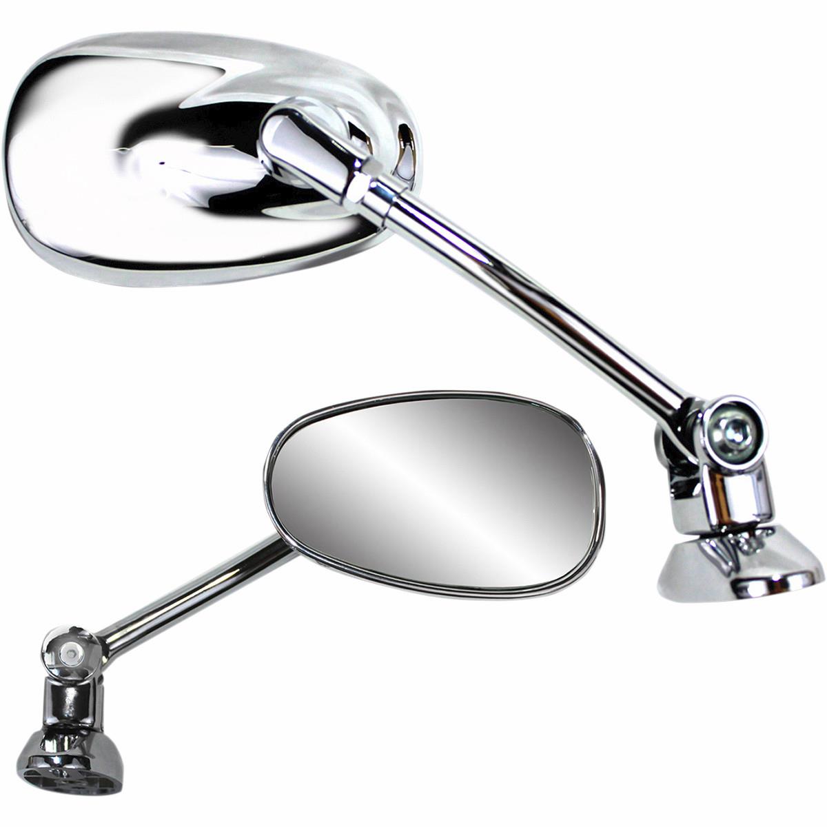 Mini Fairing Mount Mirror - Oval - Chrome - Long Stem