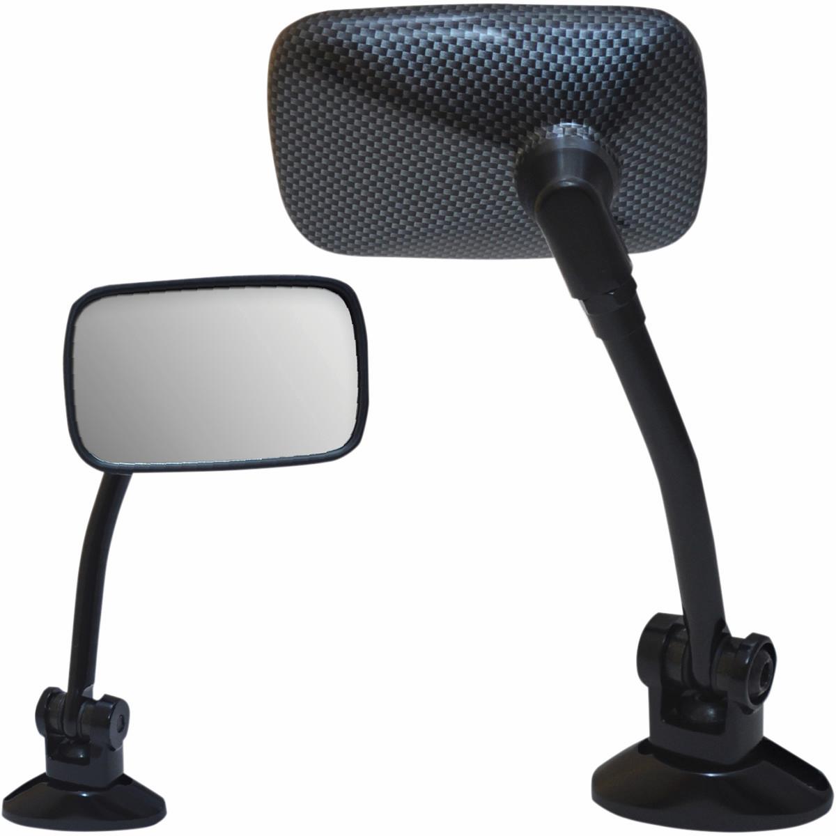 Mini Fairing Mount Mirror - Rectangle - Carbon - Long Stem
