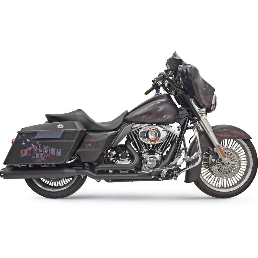 True Dual Down Under System with Megaphone Mufflers - Black