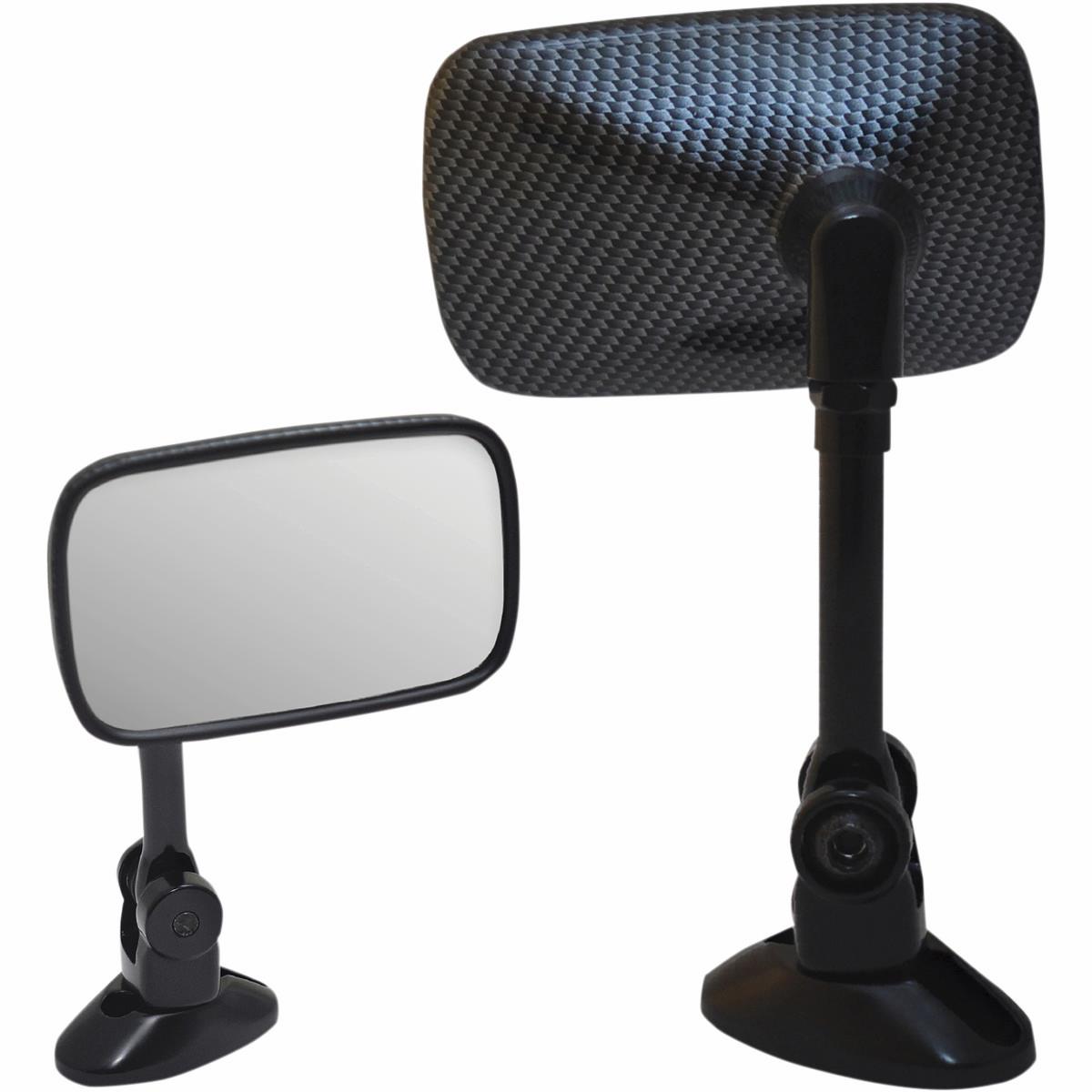 Mini Fairing Mount Mirror - Rectangle - Carbon - Short Stem