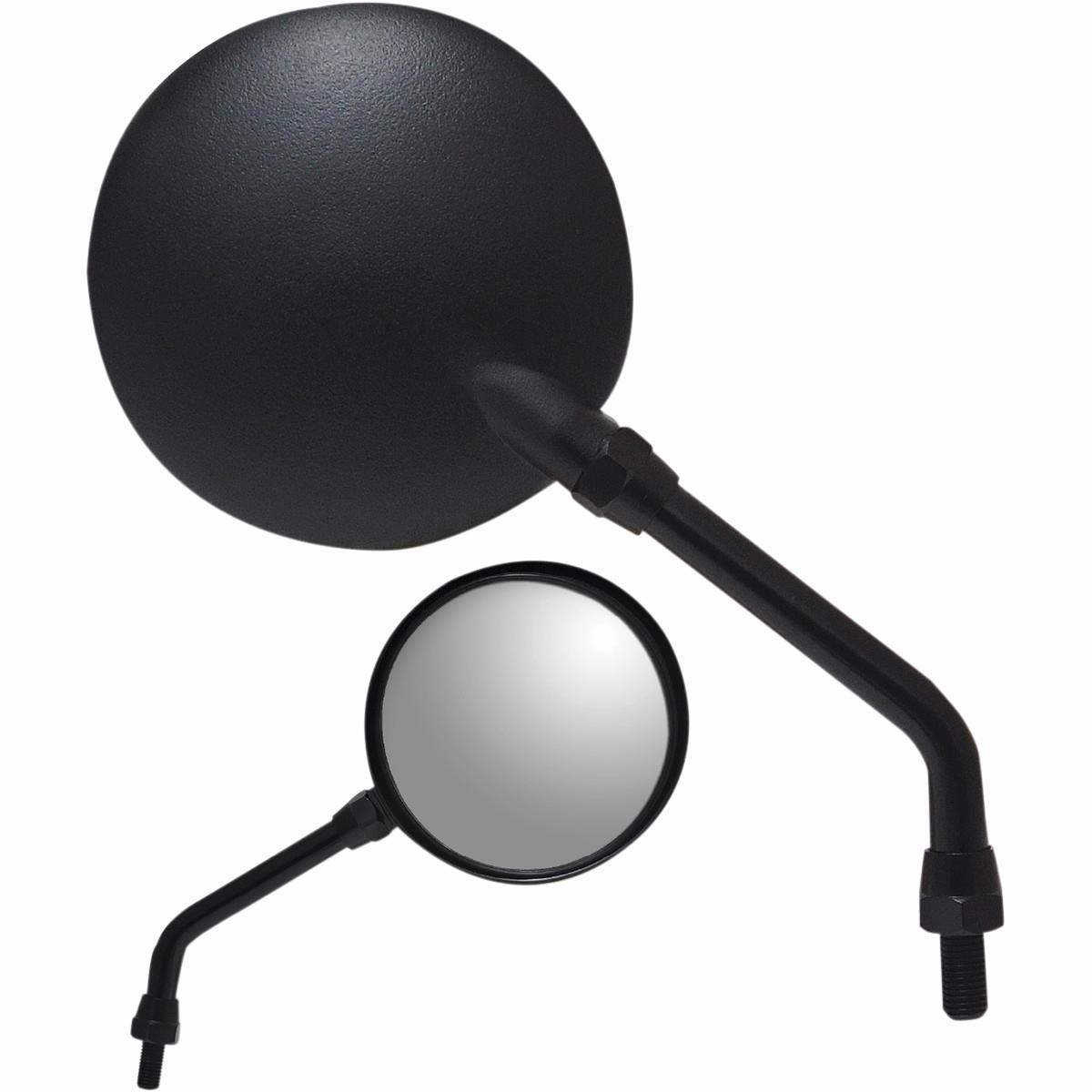 Round Mirror - Black - 3-7/8in. Lens, 4-1/2in. Stem