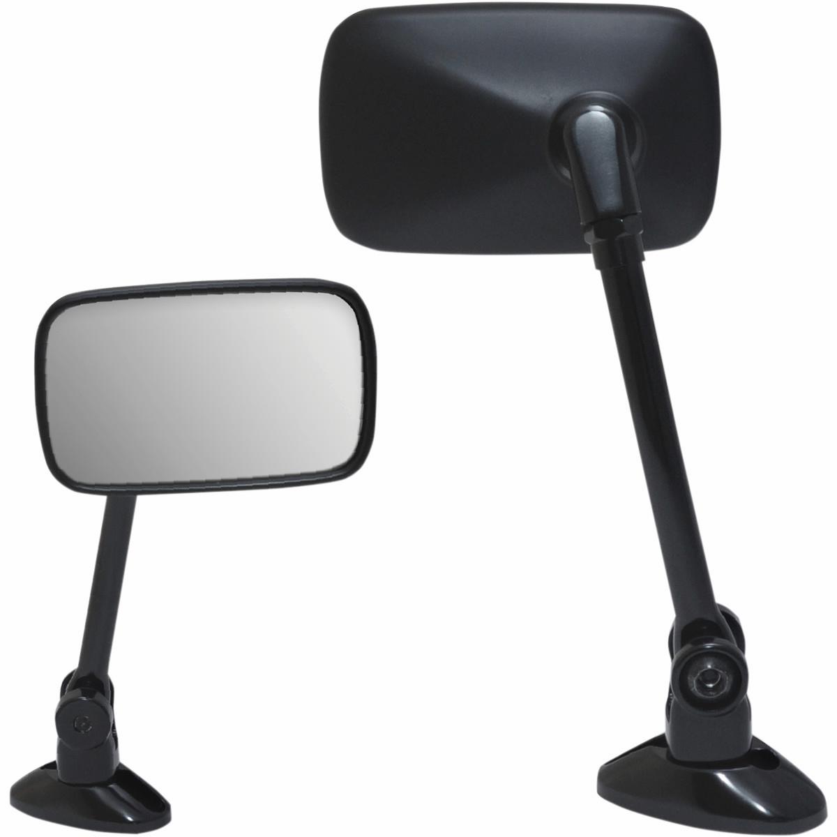 Mini Fairing Mount Mirror - Rectangle - Black - Long Stem