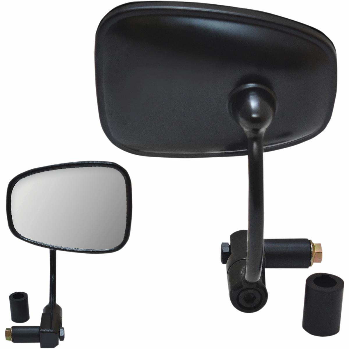 Bar End Mirror - Semi-Rectangular - Black
