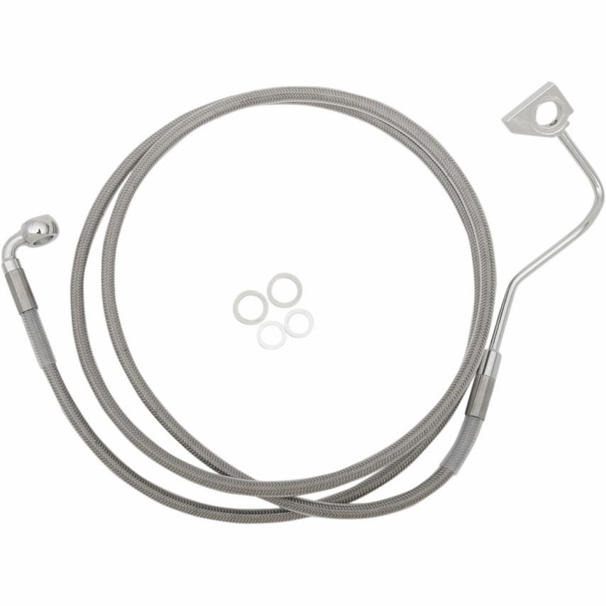 Extended Stainless Steel Front Brake Line Kit - Clear Coated - 64.5in.