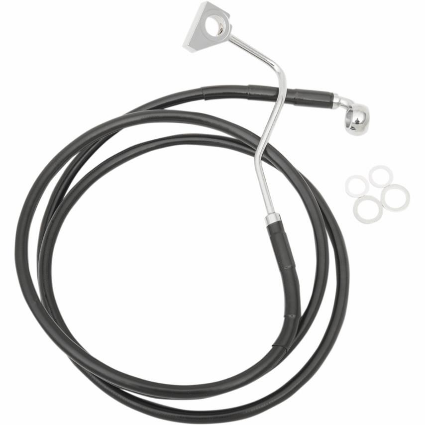 Extended Stainless Steel Front Brake Line Kit - Black Vinyl Coated - 64.5in.