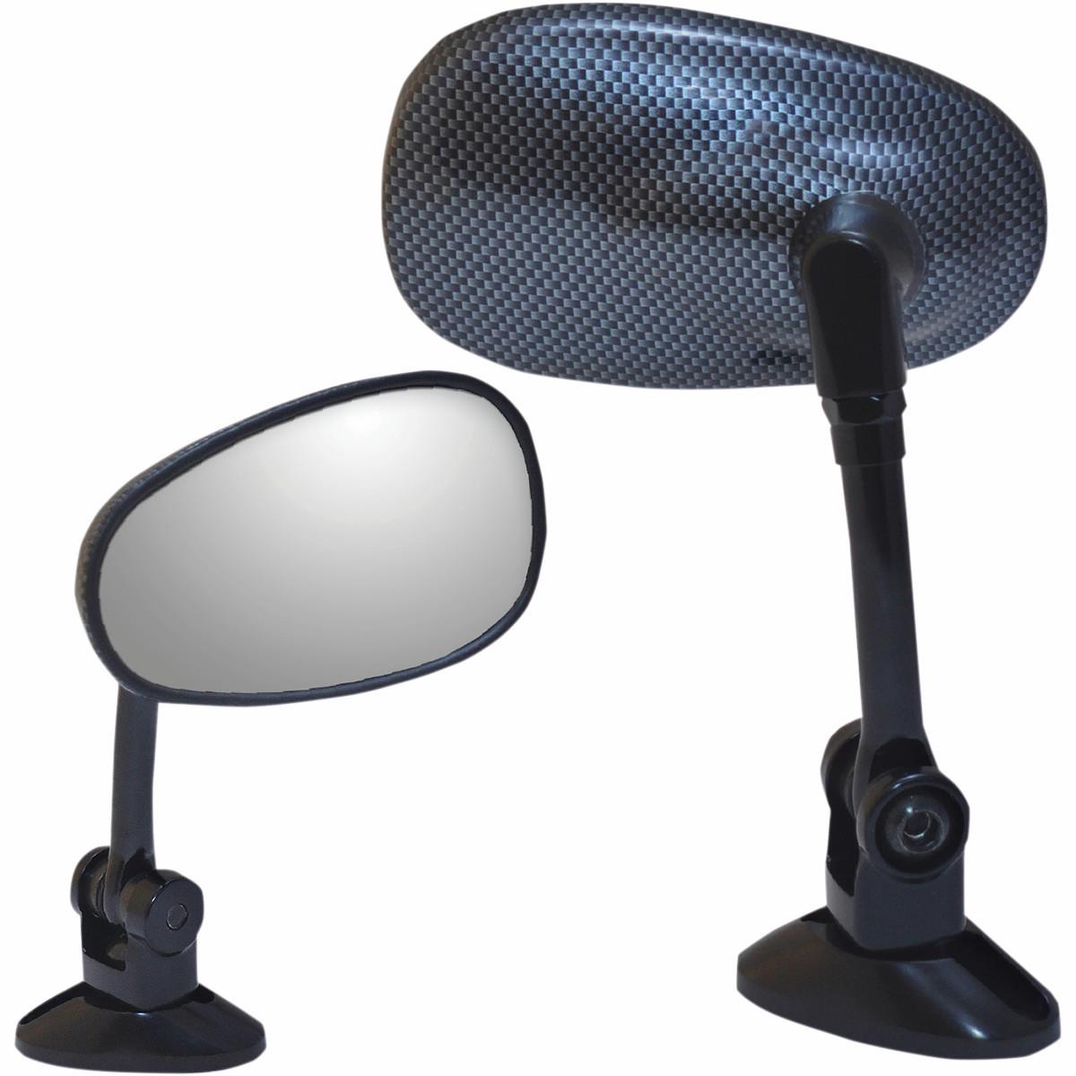 Mini Fairing Mount Mirror - Oval - Carbon - Short Stem