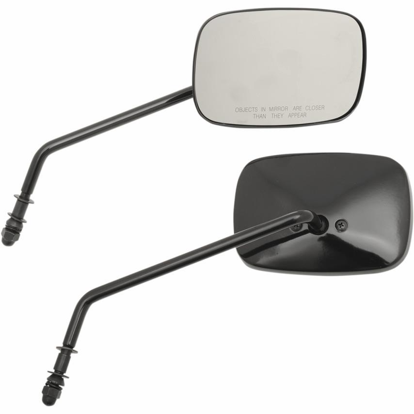 OEM Style Rectangular Mirrors - Long Stem - Black