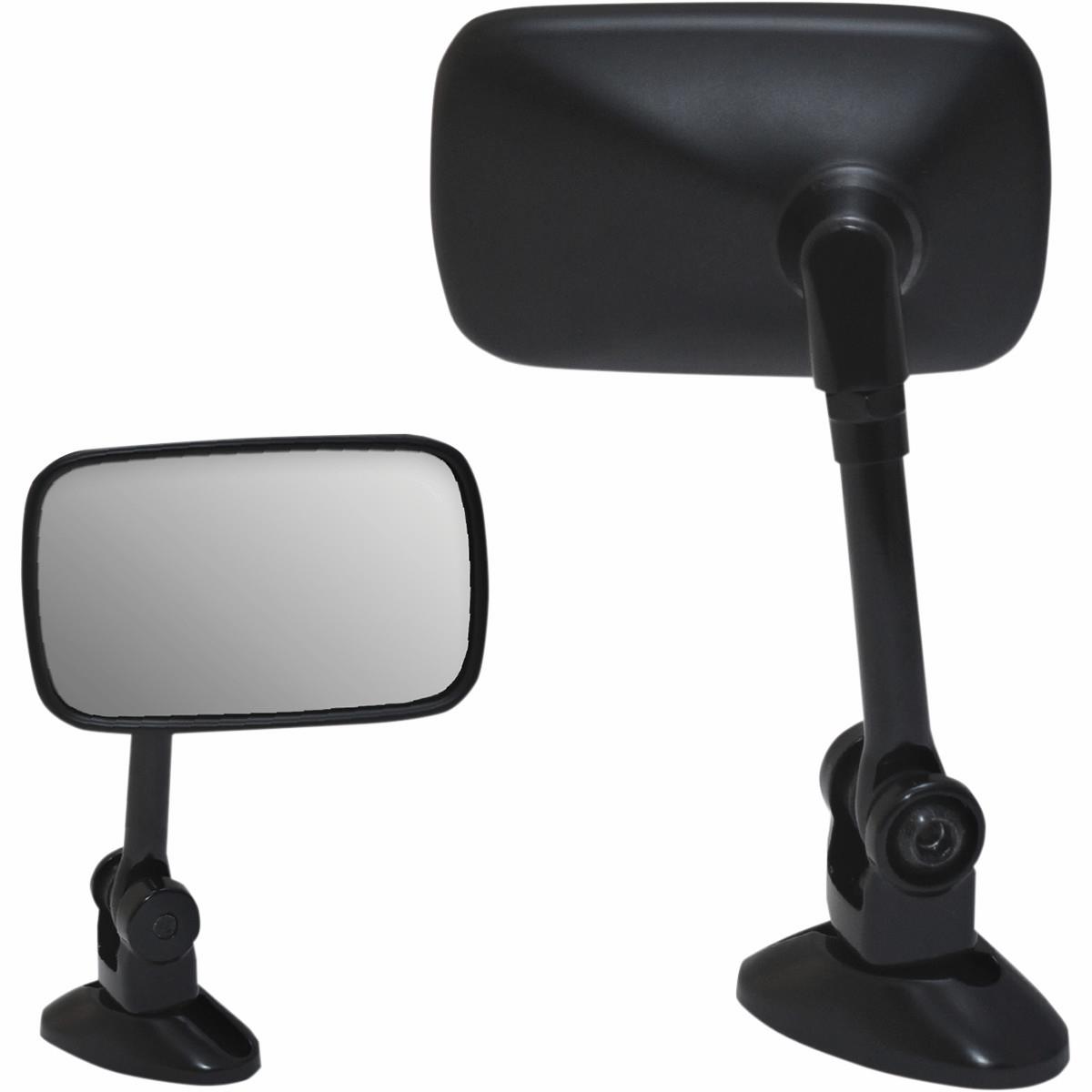 Mini Fairing Mount Mirror - Rectangle - Black - Short Stem